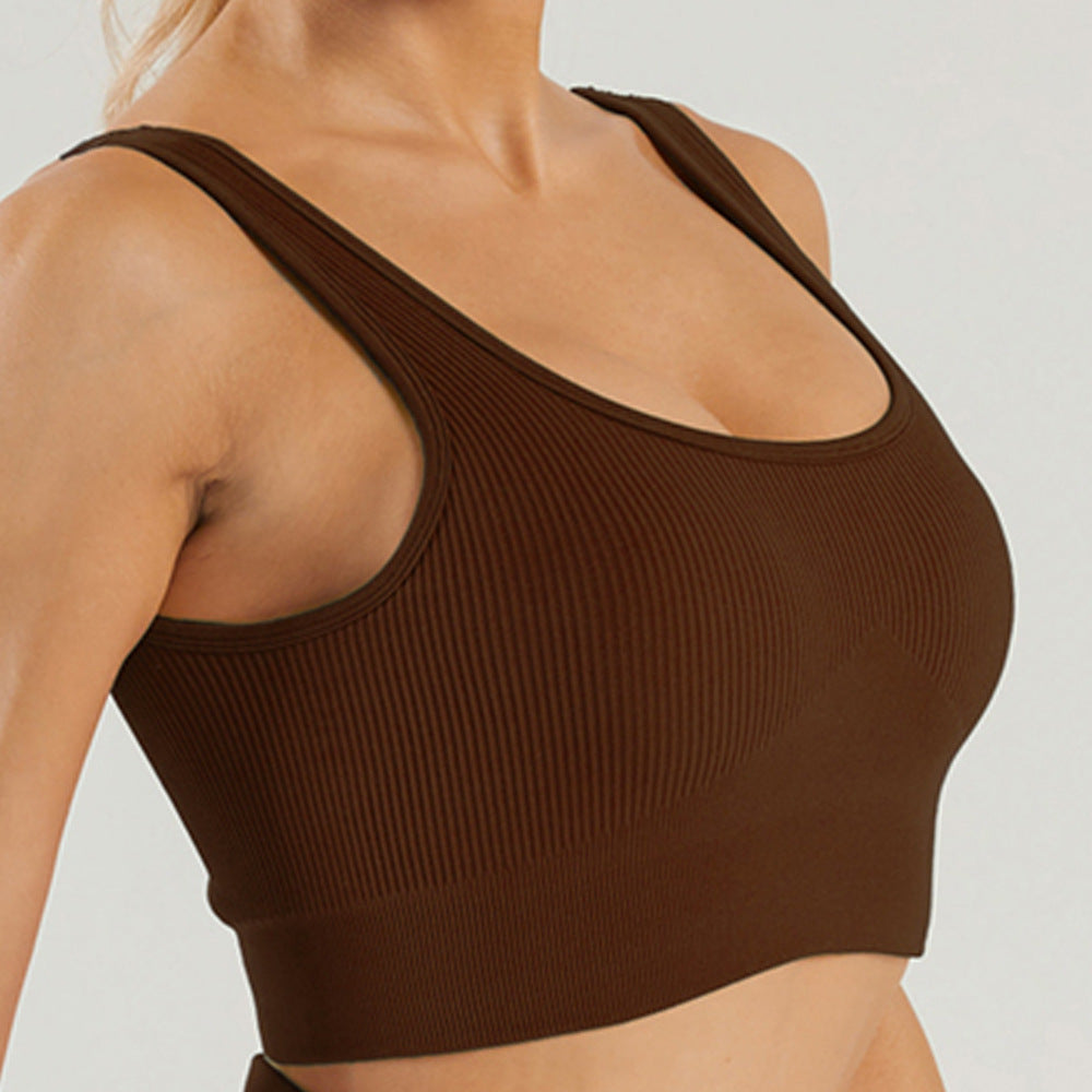 Seamless Knitted High Elastic Sports Underwear U Square Collar Yoga Suit