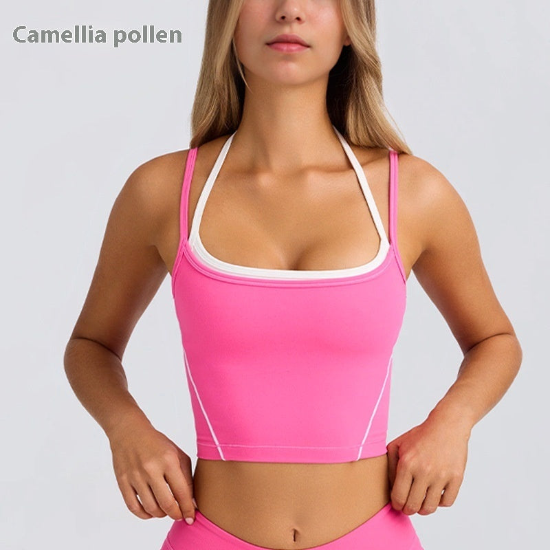 Sports Underwear Vest Shorts Spaghetti Strap Bra Beauty Back Tight High Elastic Fitness